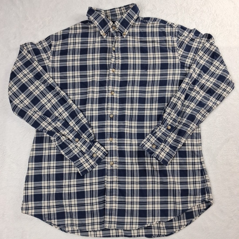 Ralph Lauren Shirt Mens XL Blue White Plaid Long Sleeve Button Down Classic - Picture 2 of 10